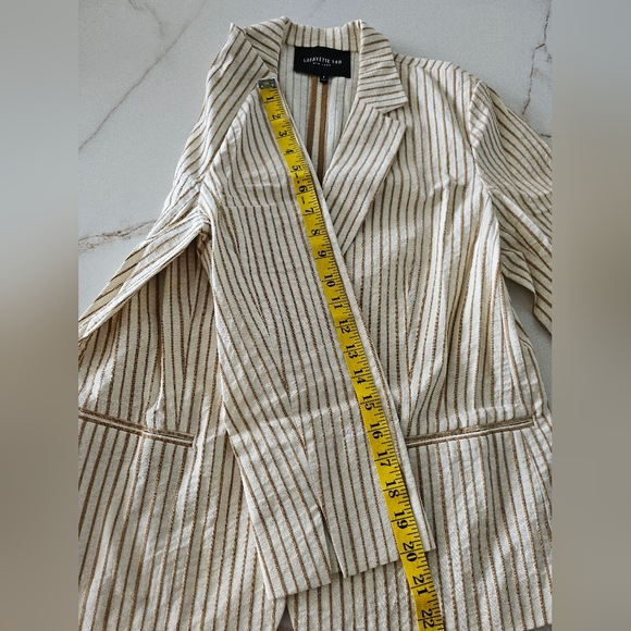 Lafayette 148 New York Carmel Striped Cotton Blazer Jacket Size 8 - Picture 12 of 14